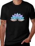 Lotus Flower Graphic Tee - Soft Black Cotton Shirt