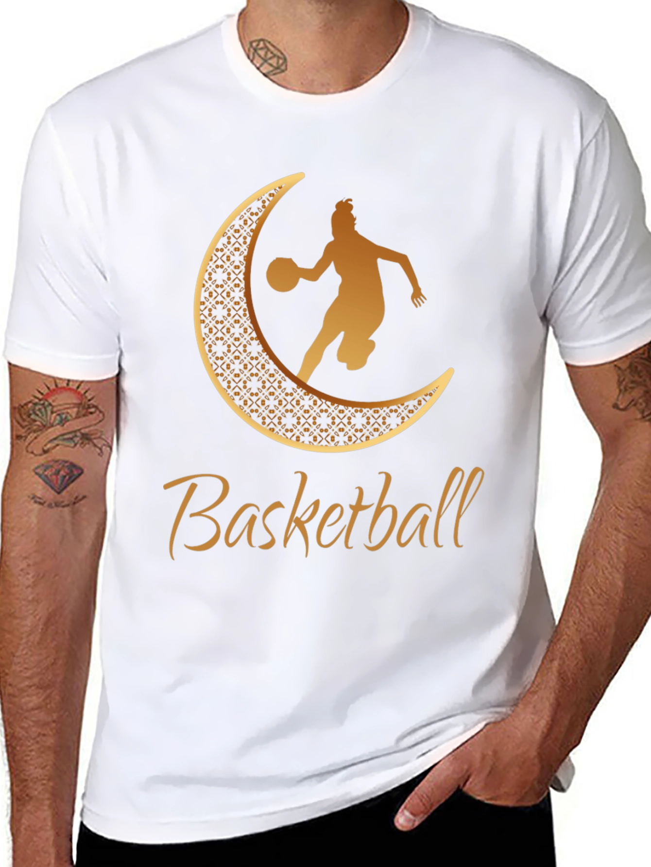 Basketball Crescent Moon Graphic Tee