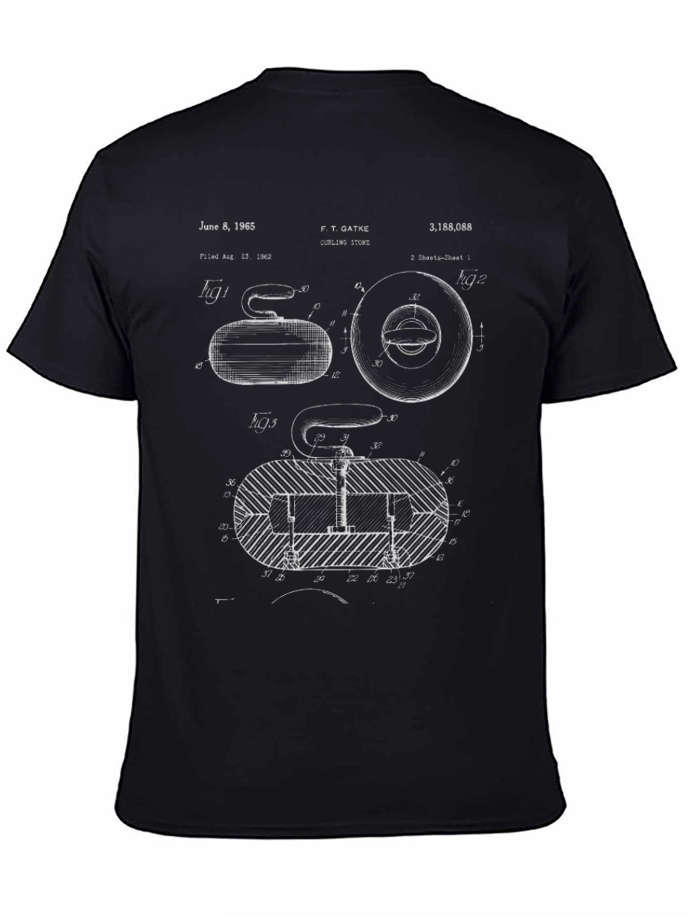 Curling Stone Blueprint Graphic T-Shirt