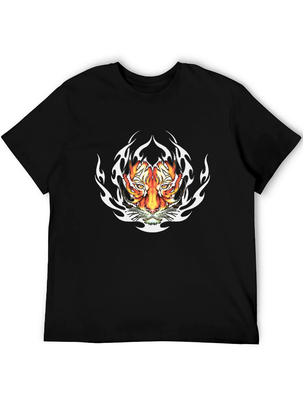 Fiery Tiger Graphic Tee - Bold Black T-Shirt