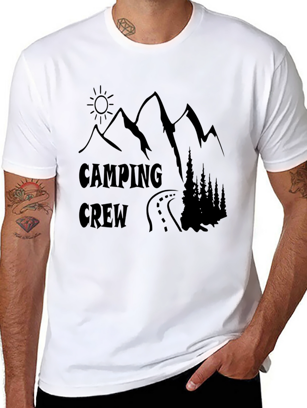 Camping Crew Black Graphic Tee
