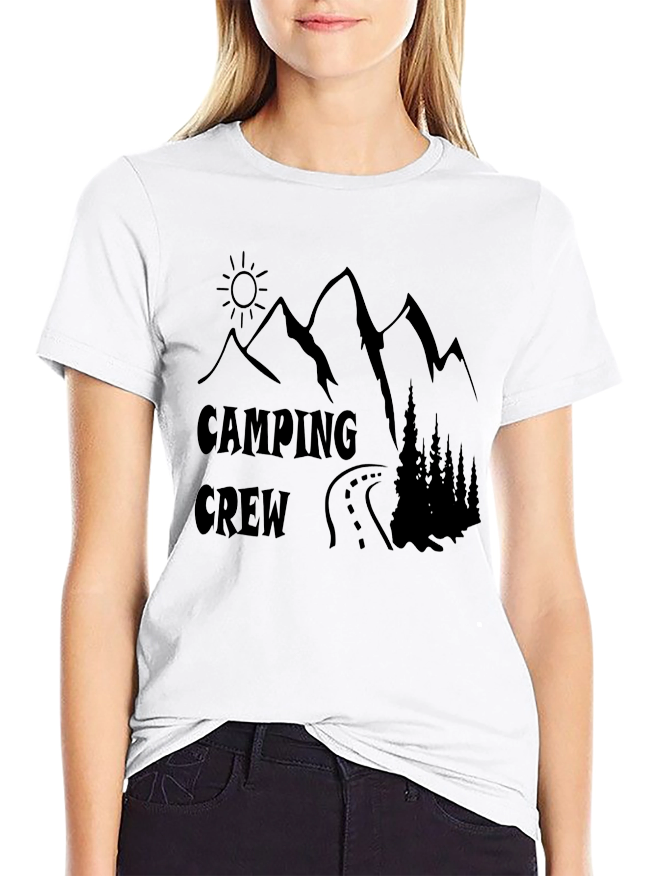 Camping Crew Black Graphic Tee