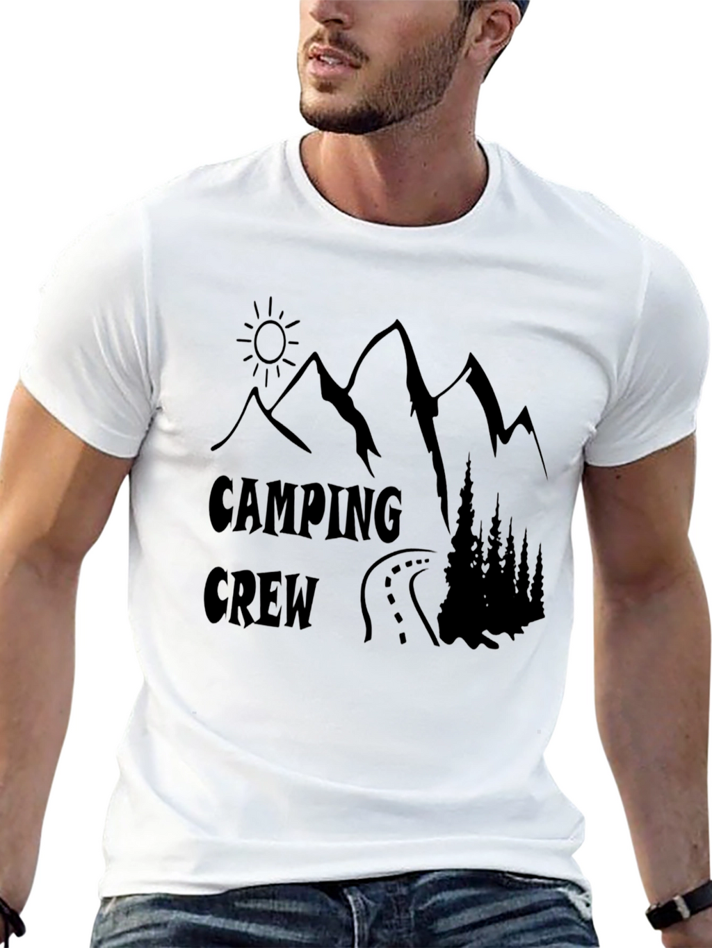 Camping Crew Black Graphic Tee