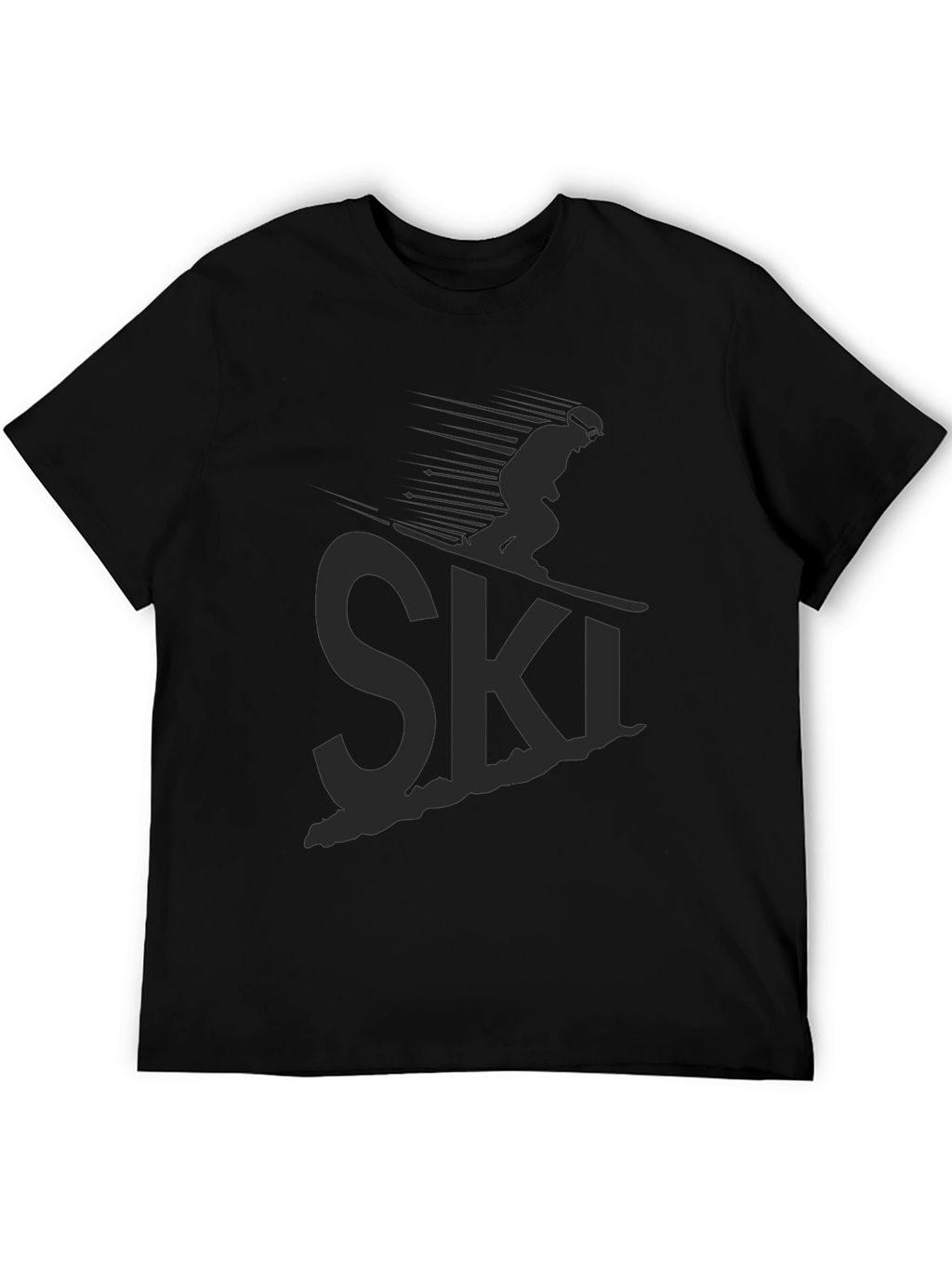 Mens Black Ski Graphic T-Shirt