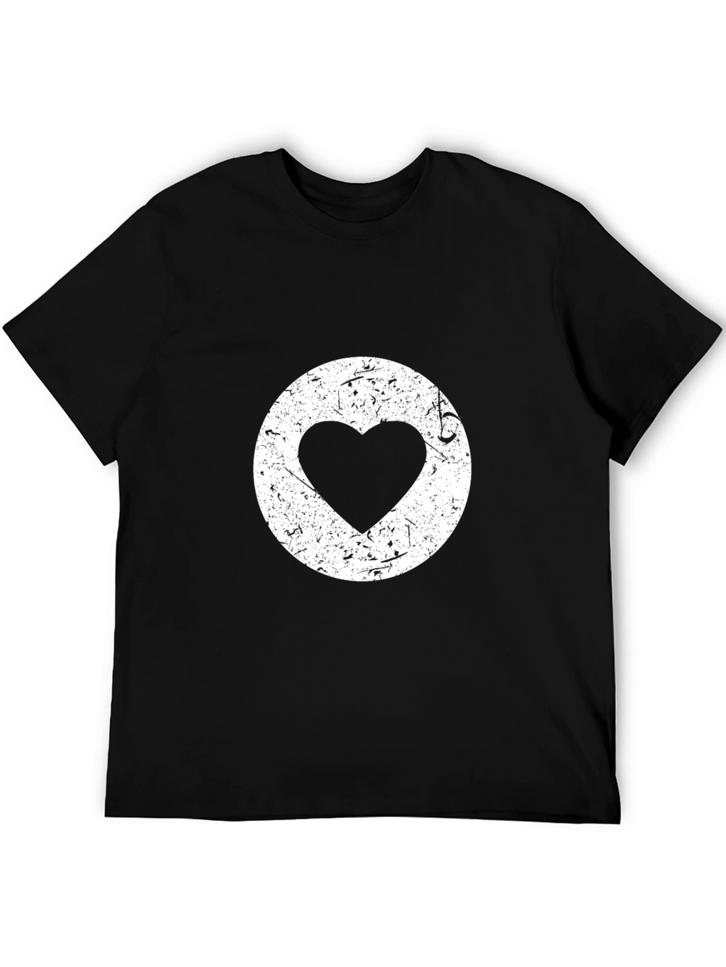 Distressed Heart Circle Black Tee