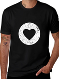 Distressed Heart Circle Black Tee