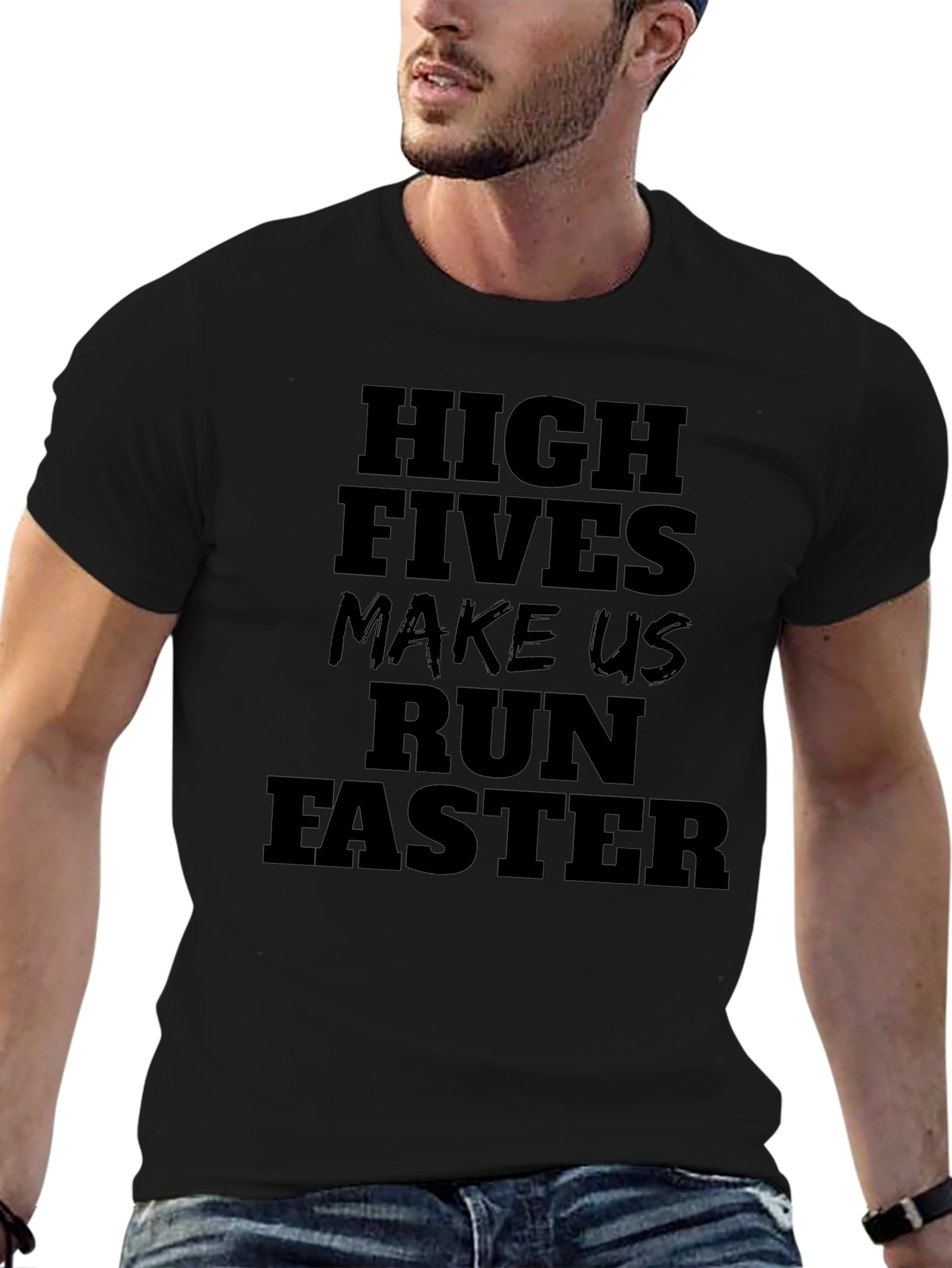 High Fives Make Us Run Faster Black T-Shirt