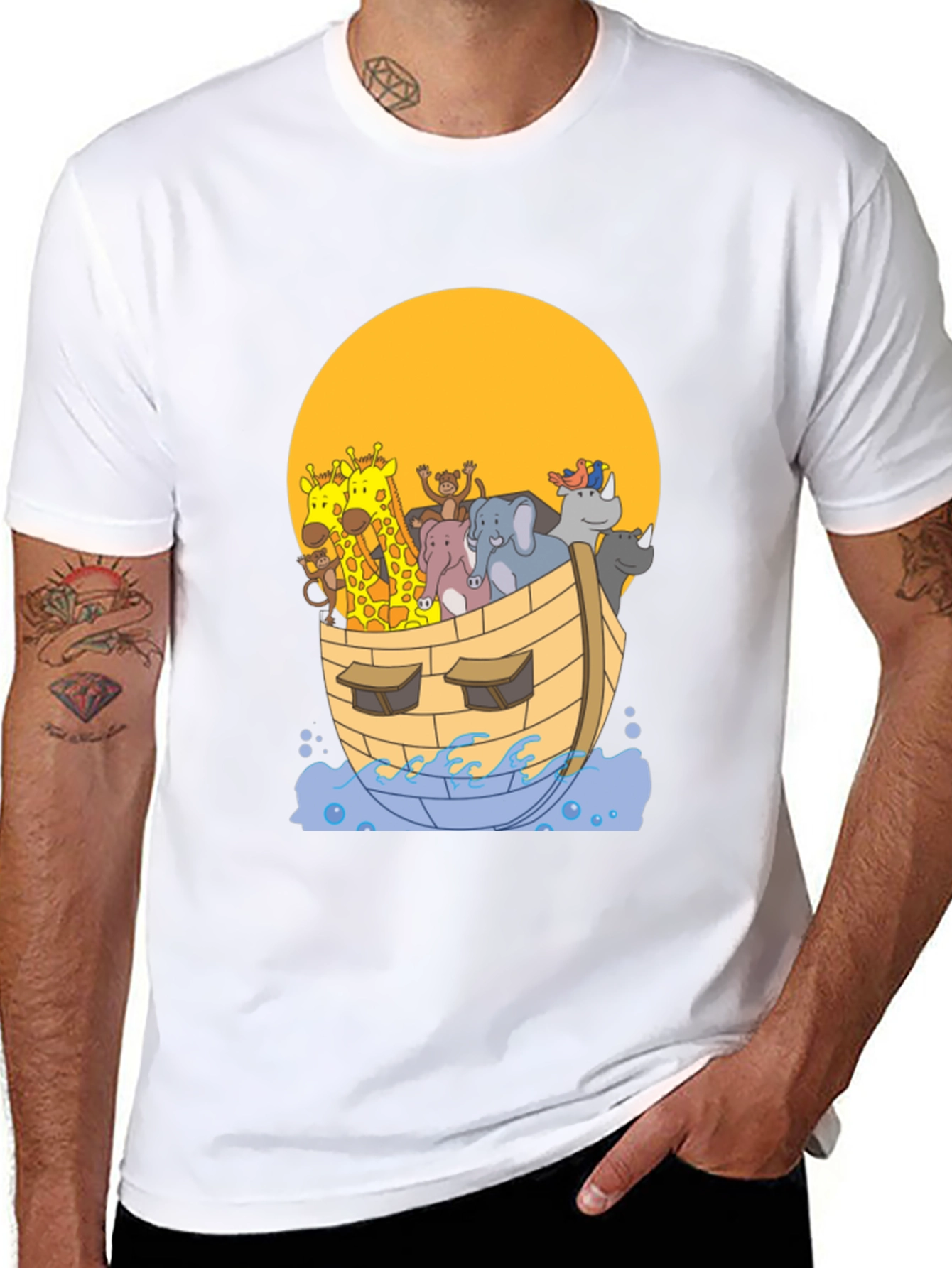 Noahs Ark Graphic Tee - Whimsical Animal Print Shirt