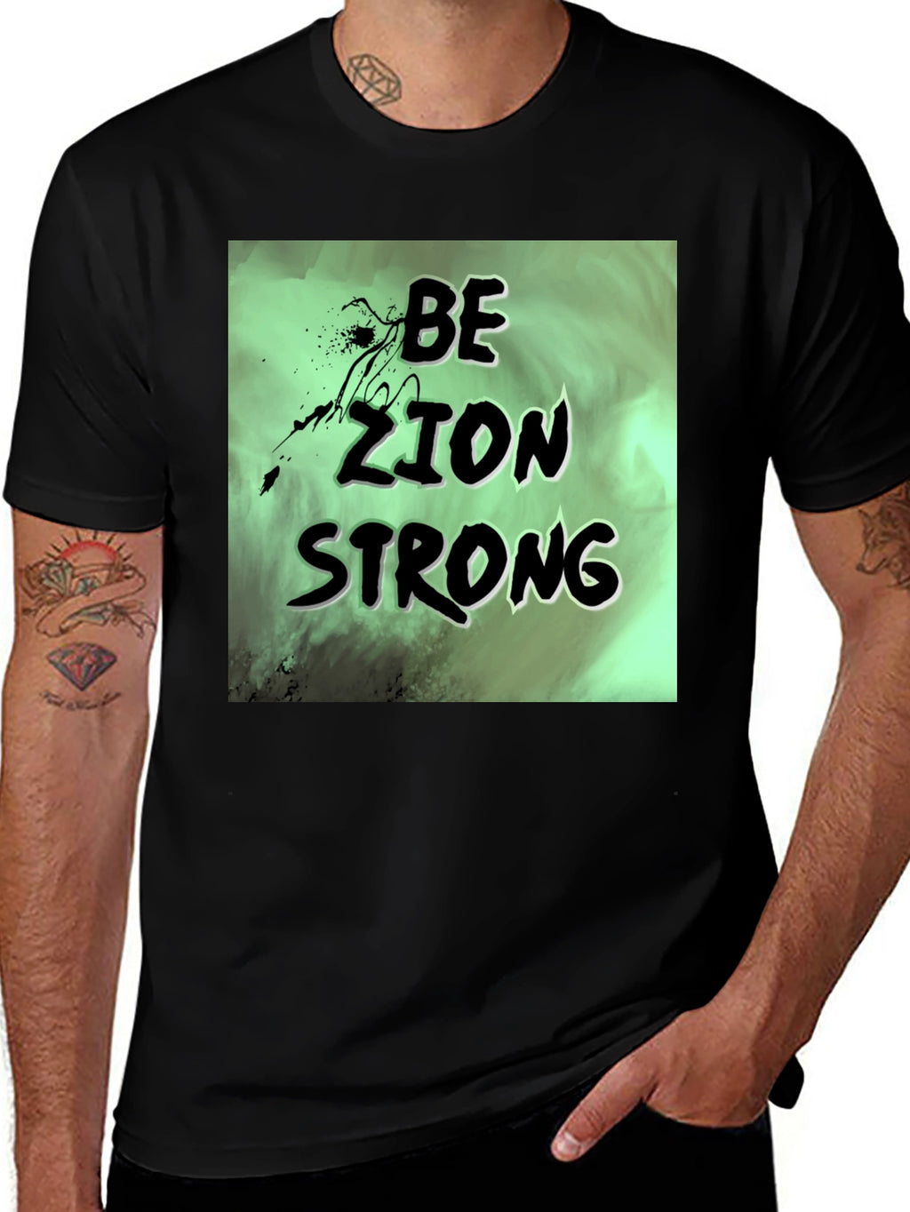 Be Zion Strong Graphic T-Shirt - Black Cotton Tee