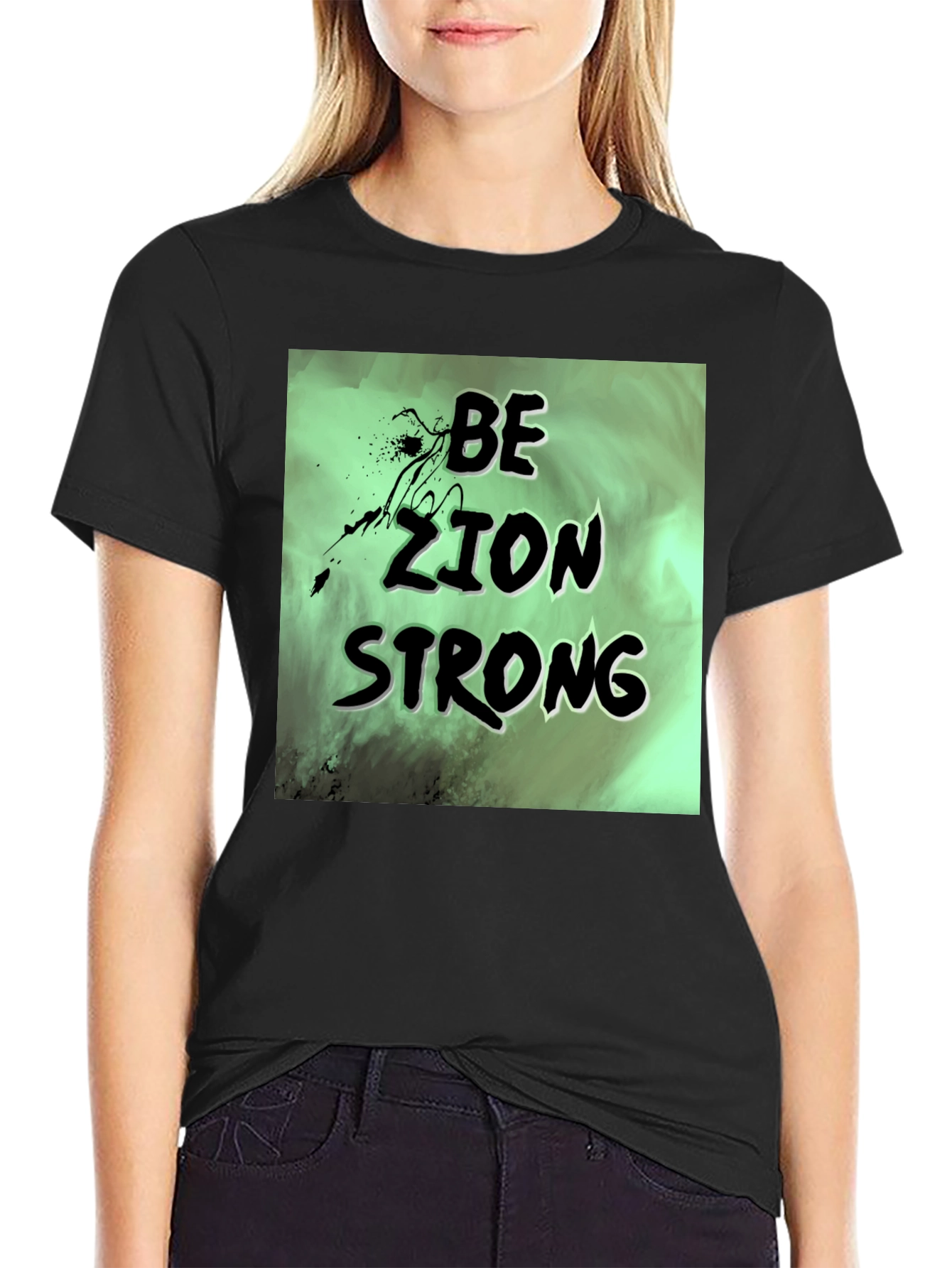 Be Zion Strong Graphic T-Shirt - Black Cotton Tee