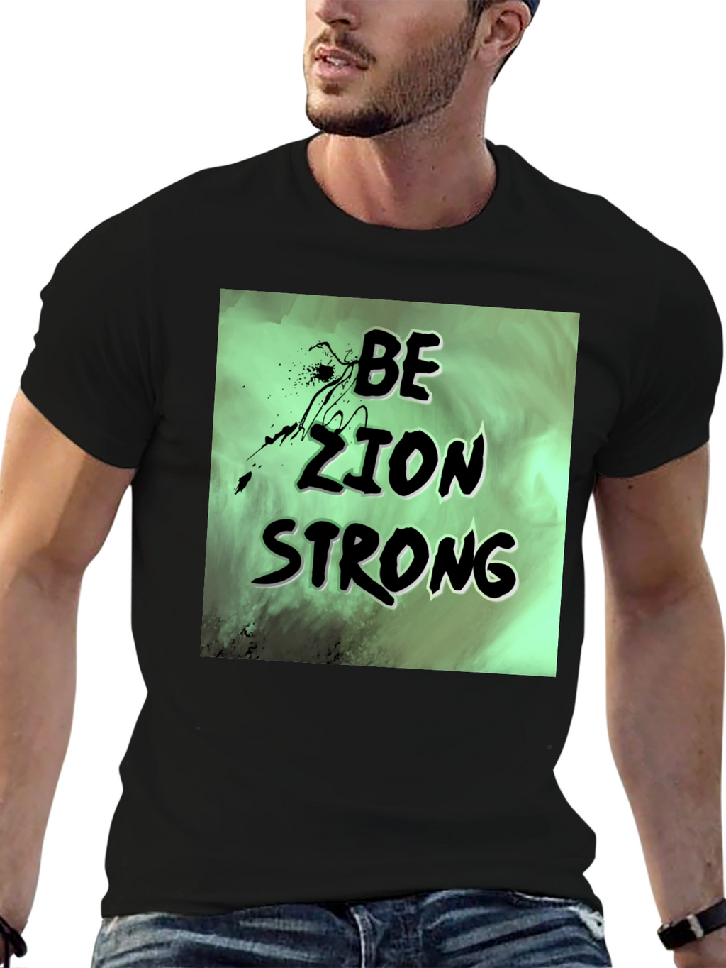 Be Zion Strong Graphic T-Shirt - Black Cotton Tee