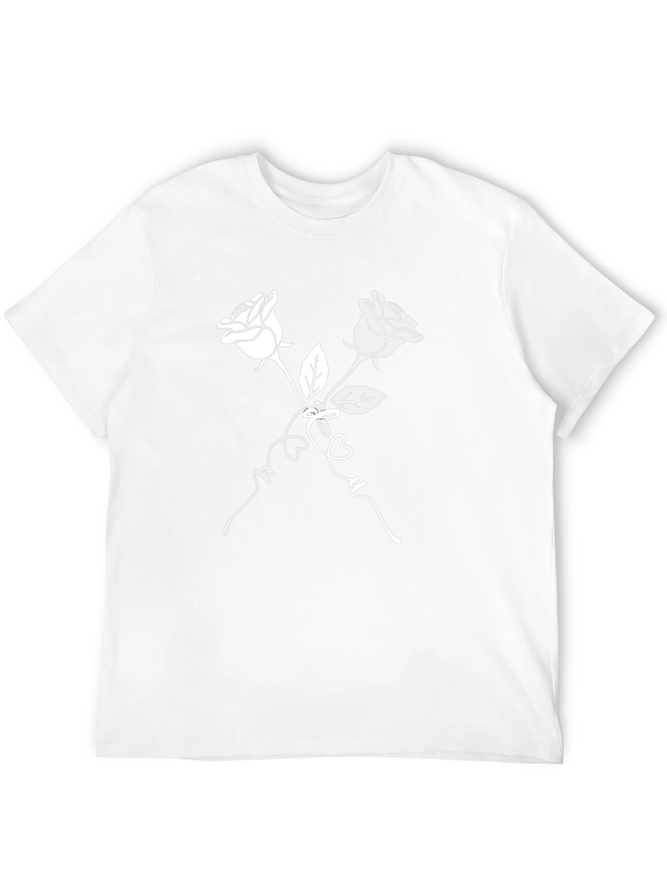Rose T-Shirt - Black with White Floral Design