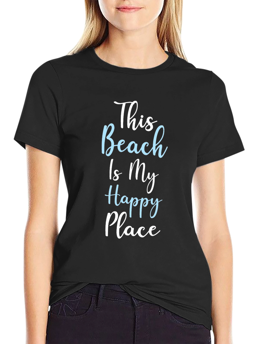 Beach Happy Place T-Shirt:  Comfy Black Tee