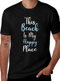 Beach Happy Place T-Shirt:  Comfy Black Tee