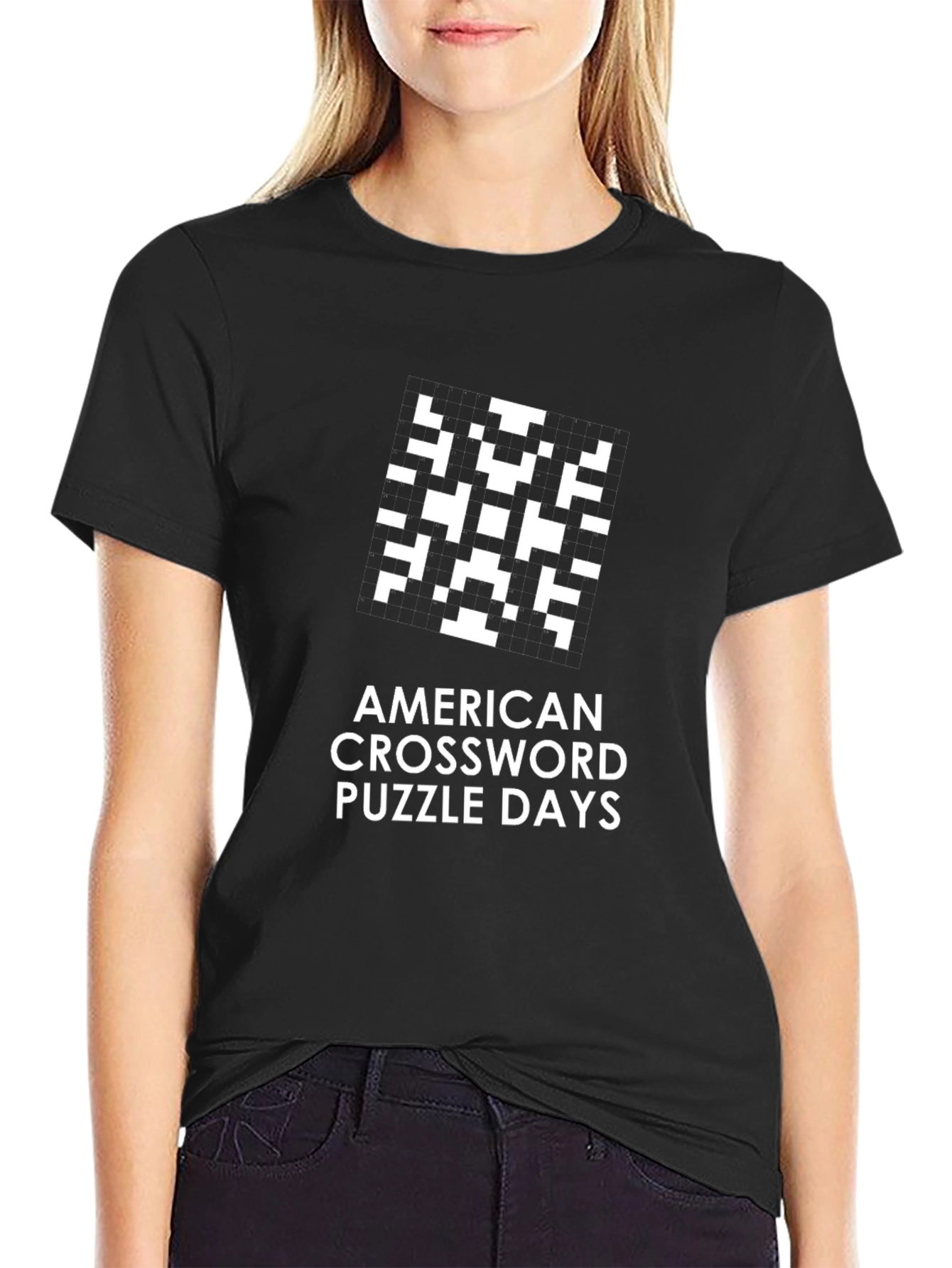 American Crossword Puzzle Days Black T-Shirt