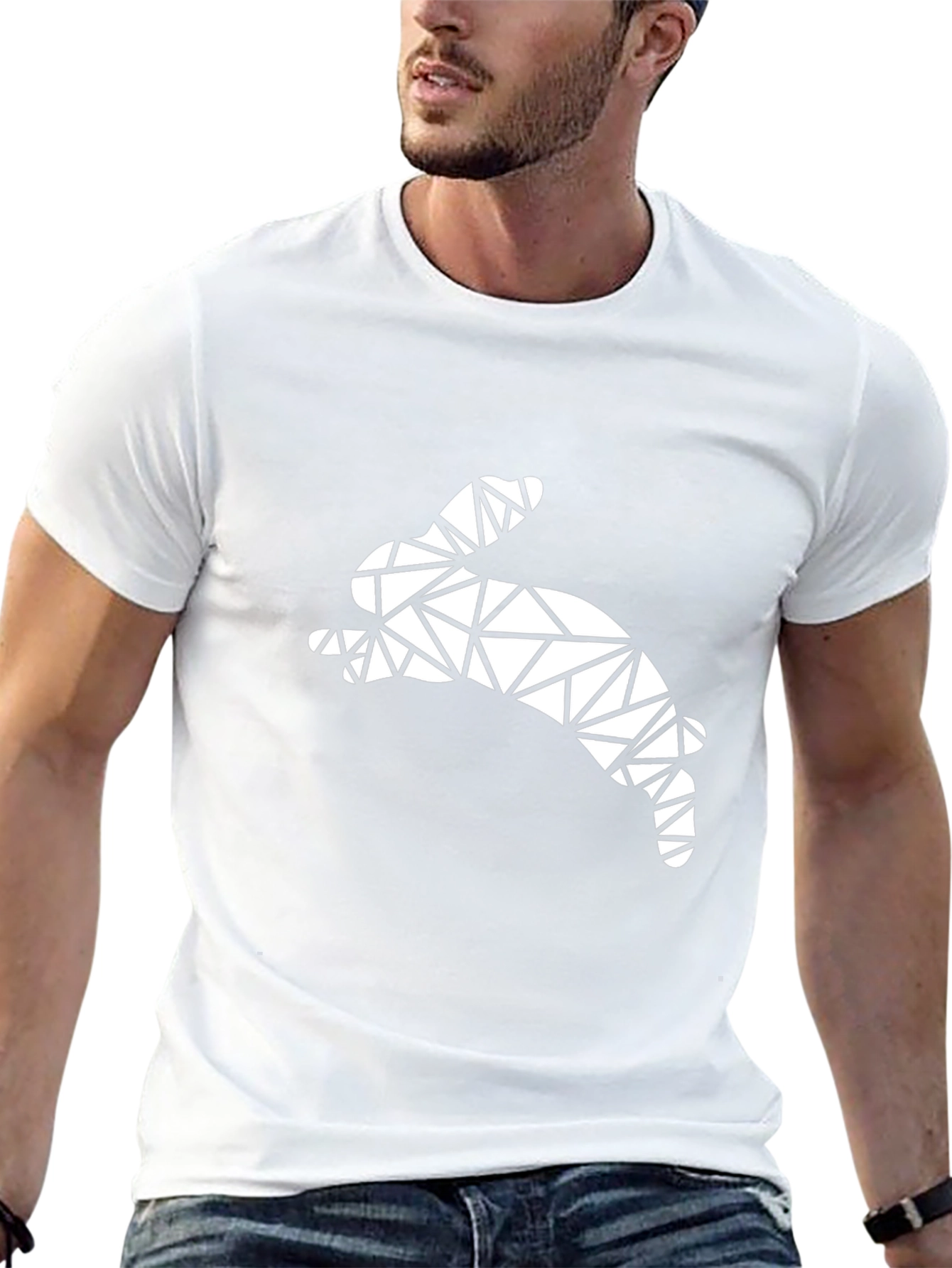 Geometric Rabbit Graphic Tee - Modern Art Shirt