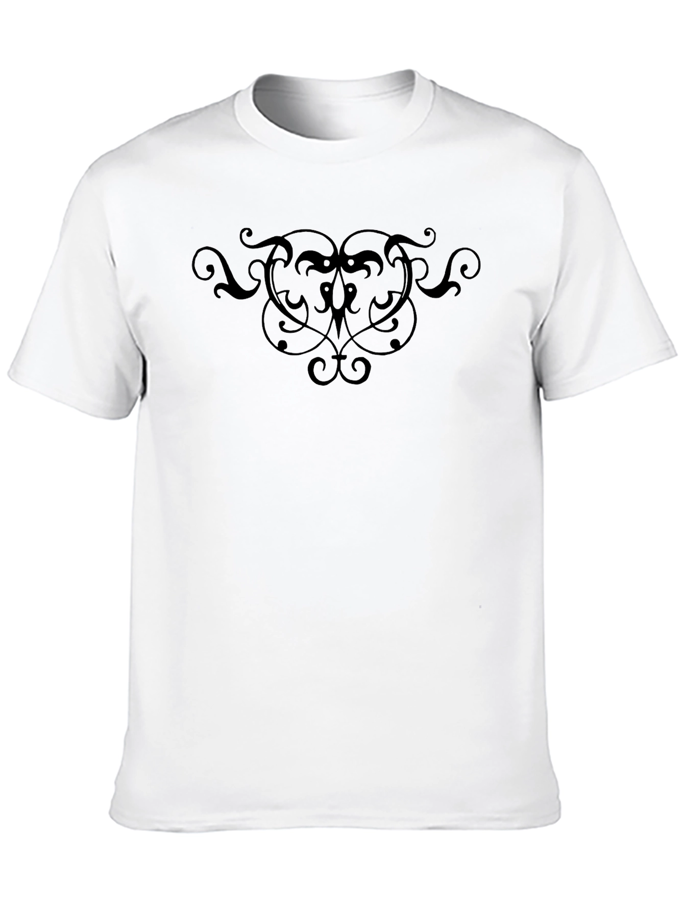 Mens Black T-Shirt with Ornamental Design
