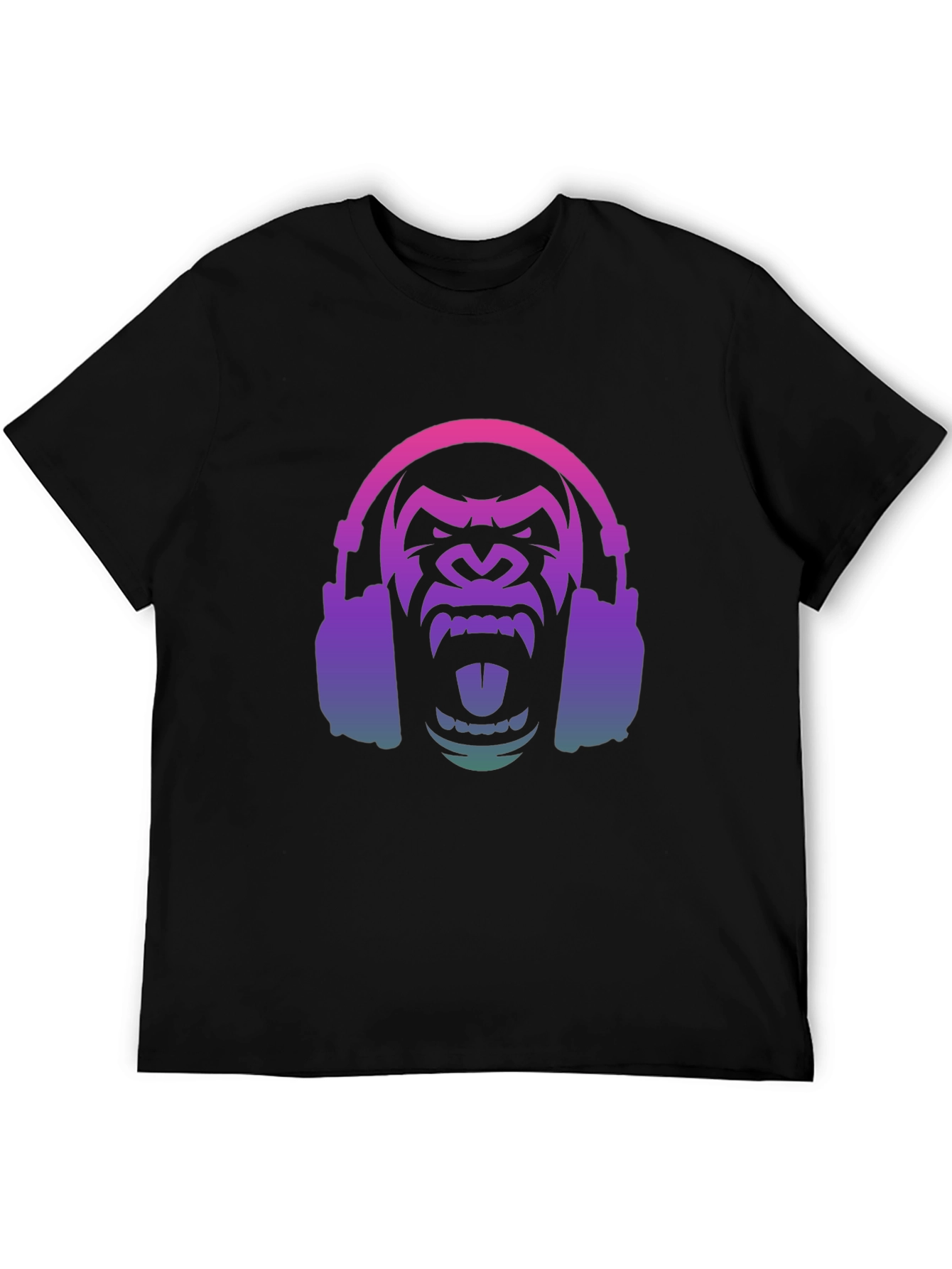 DJ Gorilla Graphic Tee - Cool Gradient Headphone Design