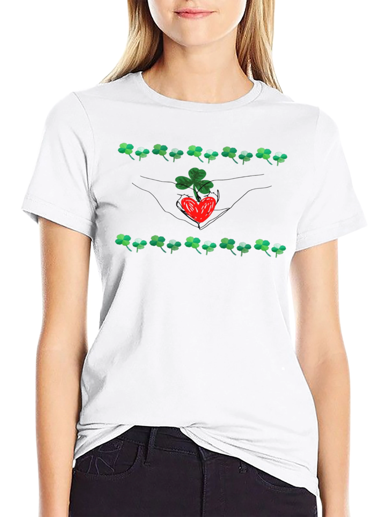 Lucky Clover Heart Graphic Tee - St. Patricks Day
