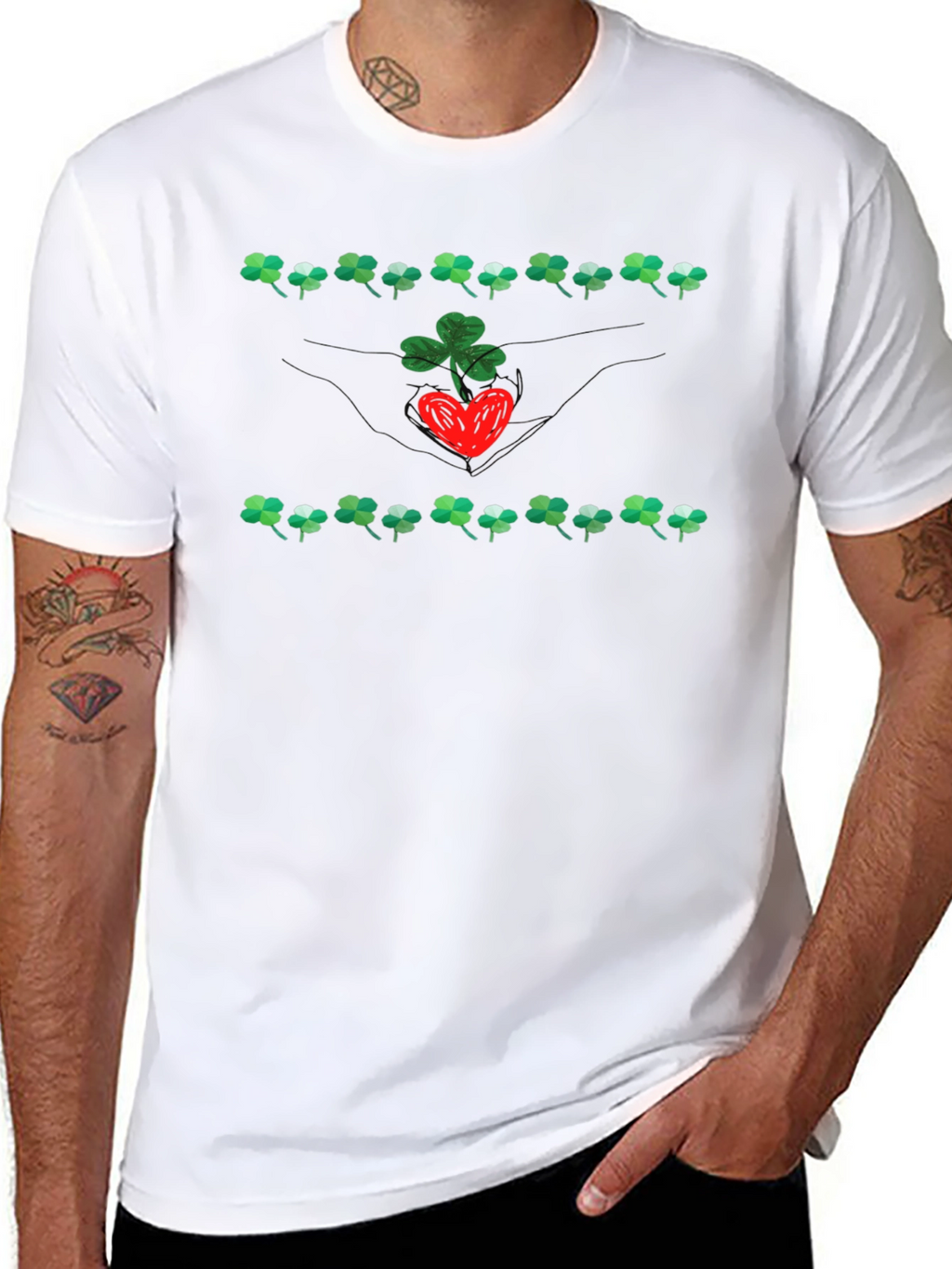 Lucky Clover Heart Graphic Tee - St. Patricks Day