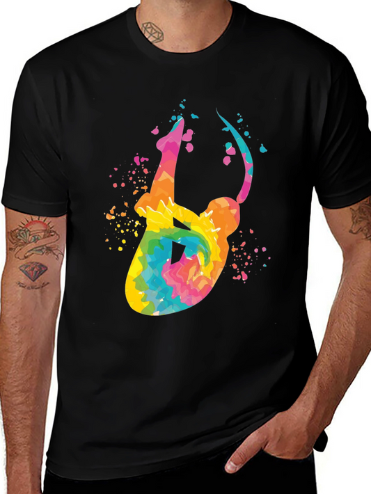 Abstract Yoga Pose Graphic Tee - Black