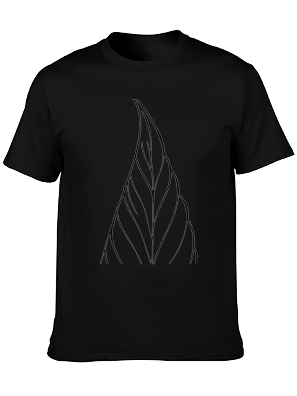 Mens Black Graphic Tee - Abstract Leaf Design