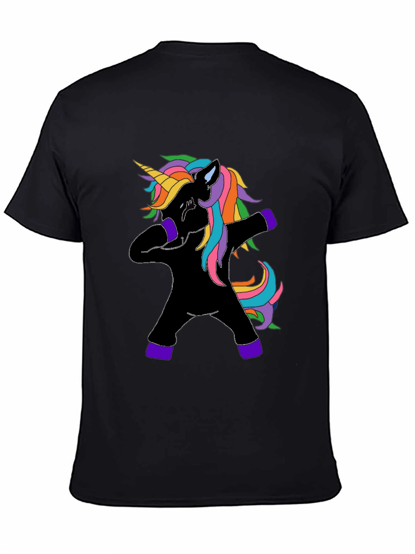 Dabbing Unicorn Graphic Tee - Black Cotton Shirt