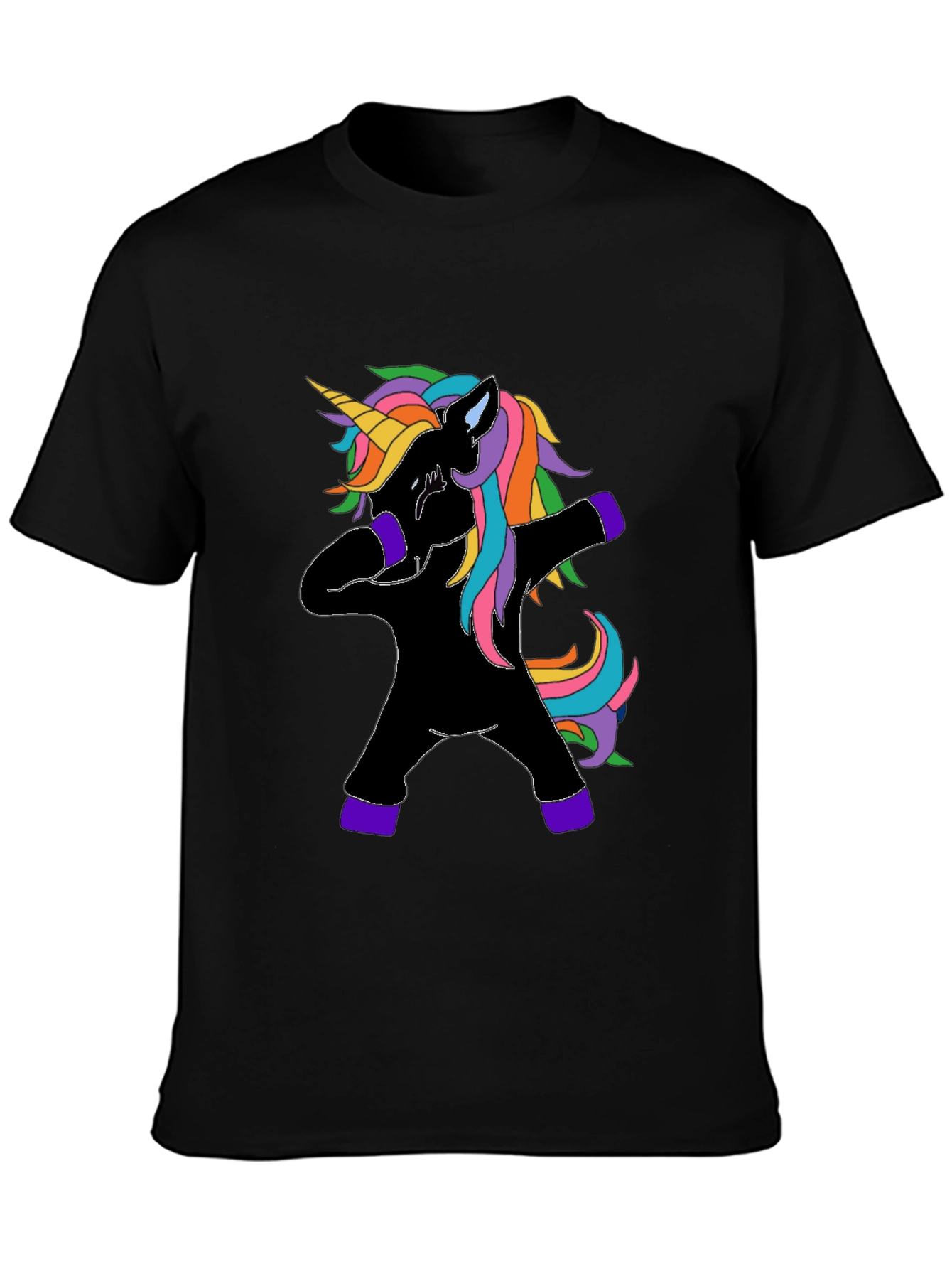 Dabbing Unicorn Graphic Tee - Black Cotton Shirt