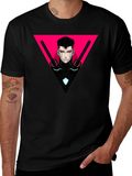Cyberpunk Warrior Black T-Shirt Geometric Design
