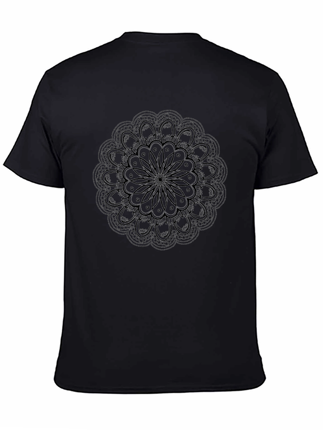 Black Mandala Graphic Tee - Mens Casual T-Shirt