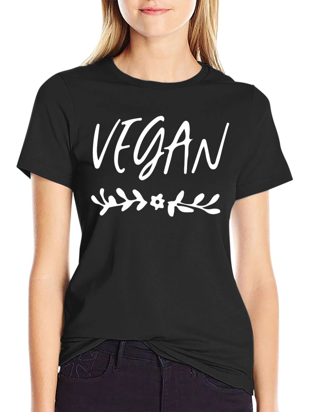 Vegan Floral T-Shirt - Unisex Black Tee