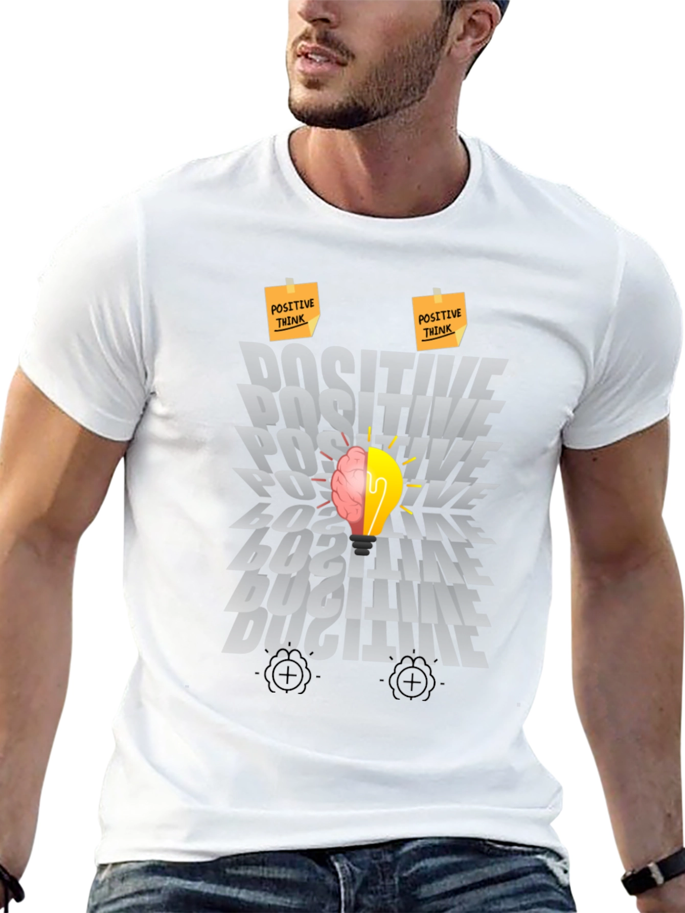 Positive Thinking Graphic Tee - Brain Lightbulb Design
