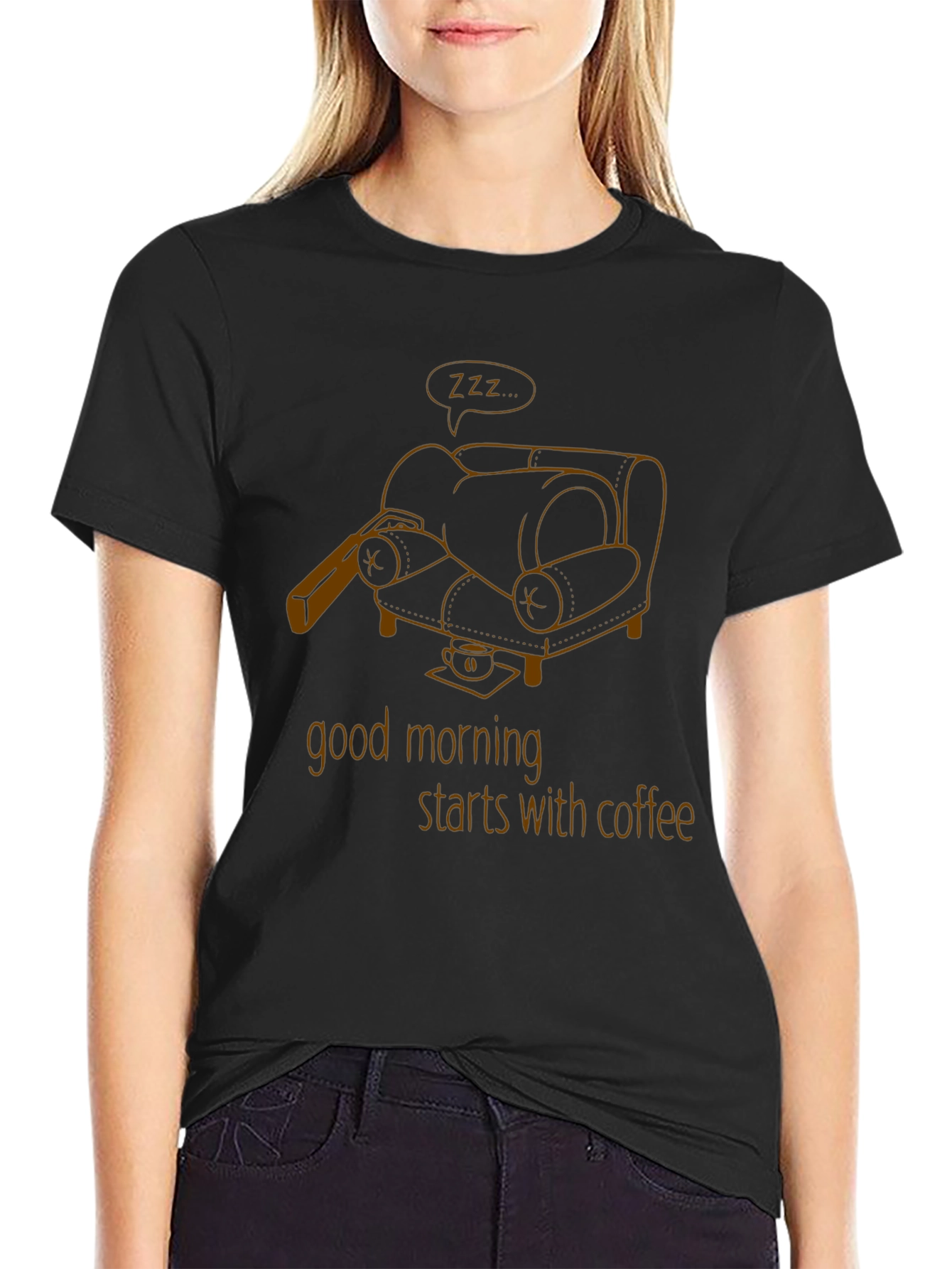 Good Morning Coffee Black Graphic Tee