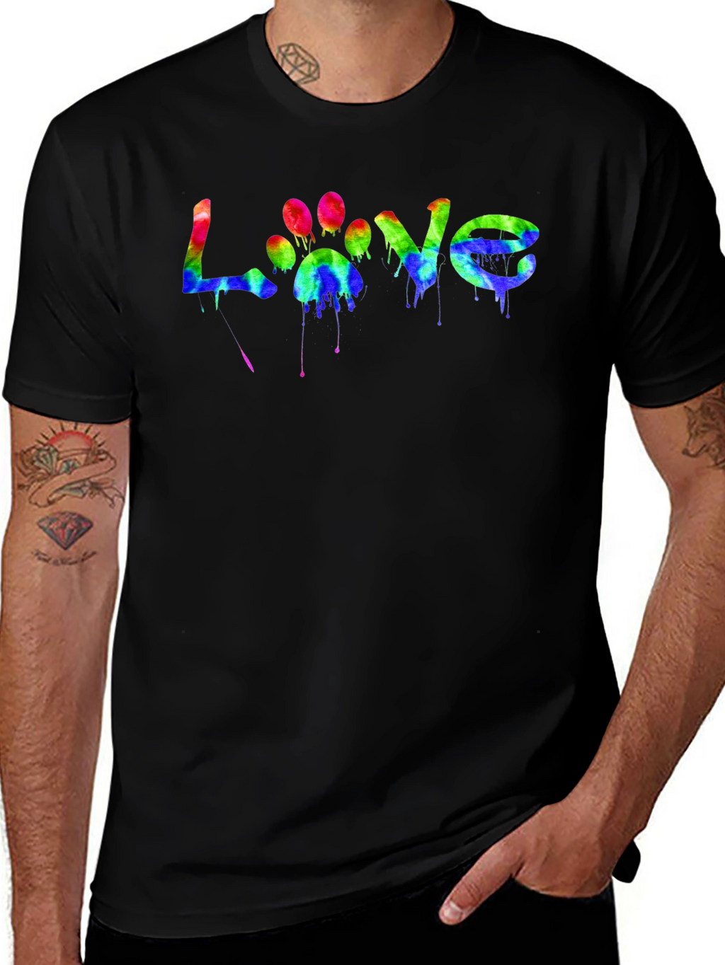 Love Paw Print Tie-Dye Graphic T-Shirt