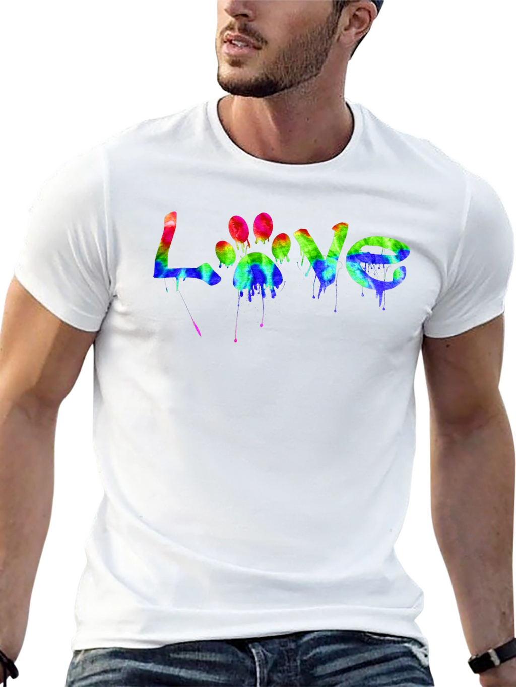Love Paw Print Tie-Dye Graphic T-Shirt