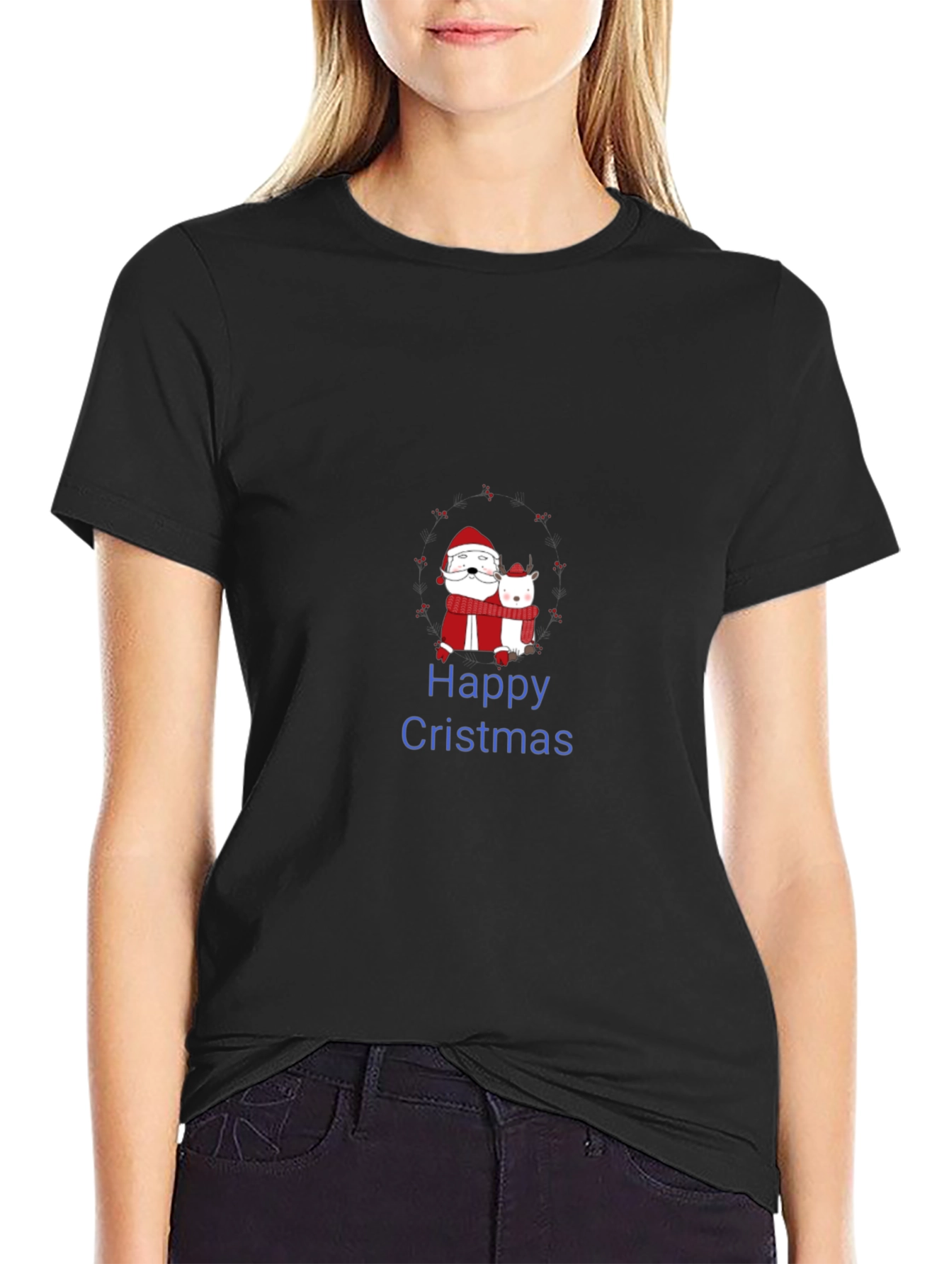 Happy Cristmas Santa & Deer T-Shirt