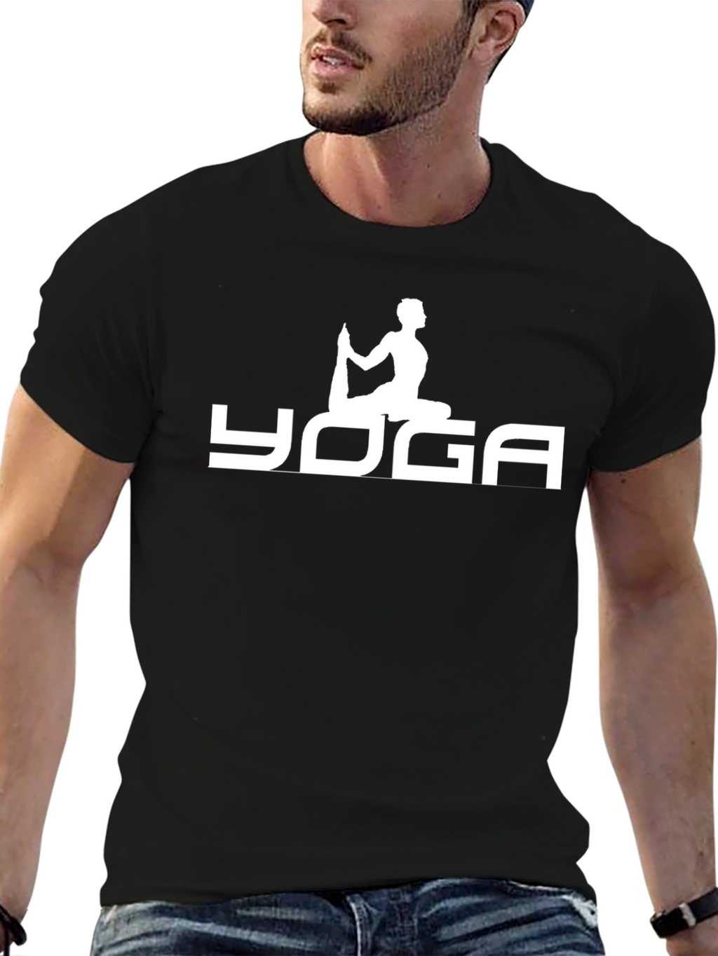Yoga Graphic Tee - Mens Black Cotton T-Shirt