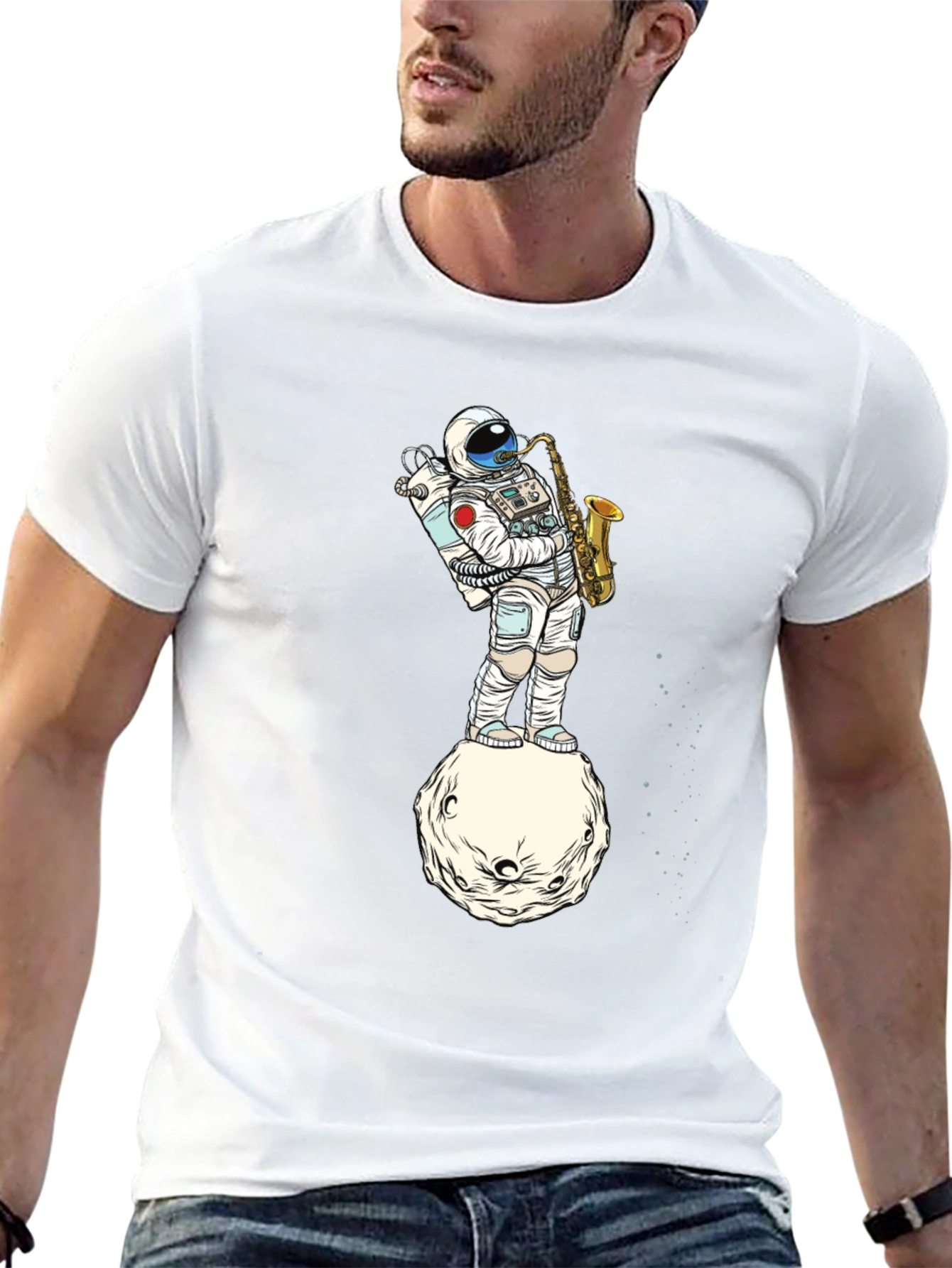 Astronaut Sax T-Shirt - Space Musician Tee