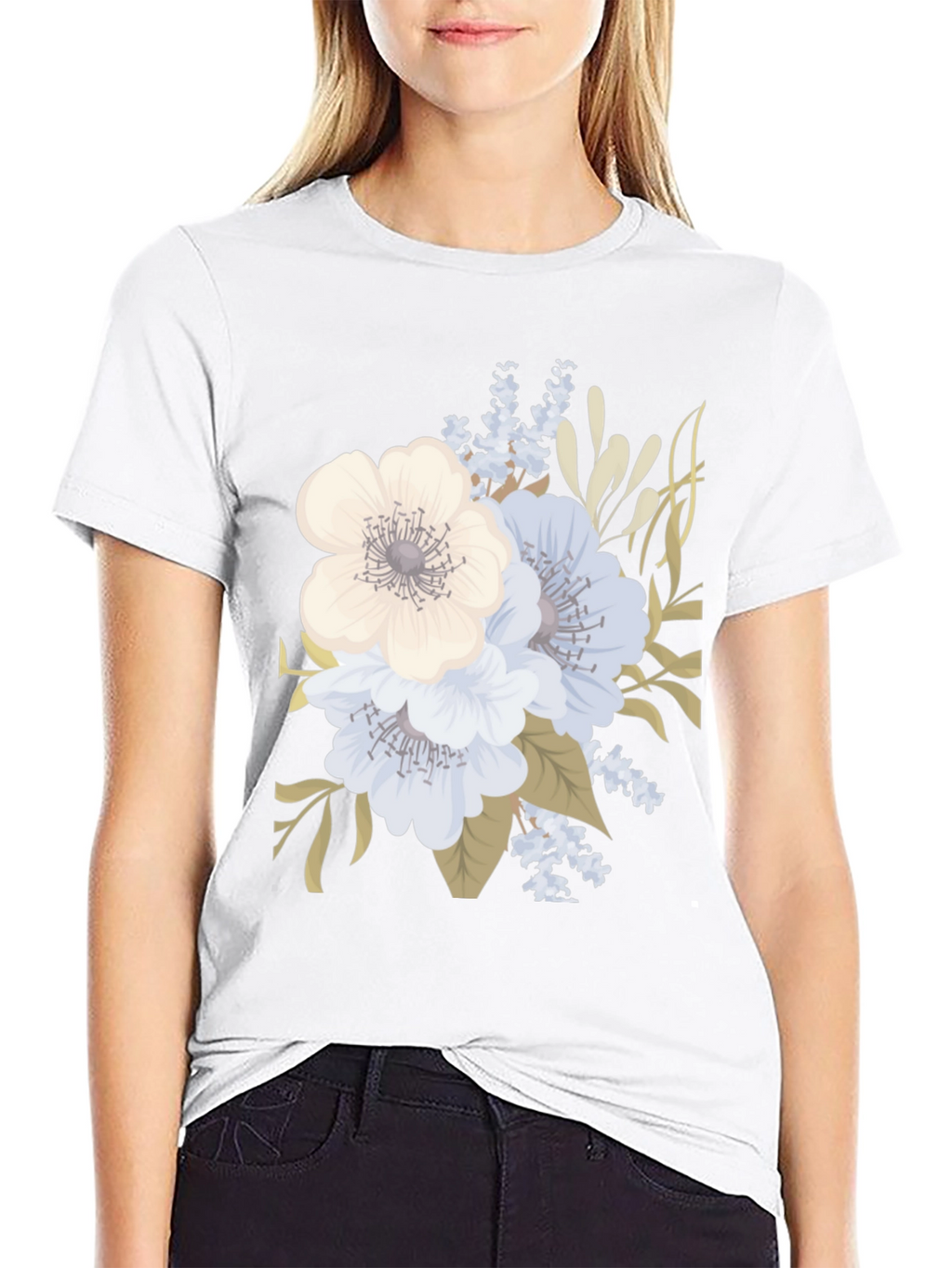 Floral Print Black T-Shirt for Men