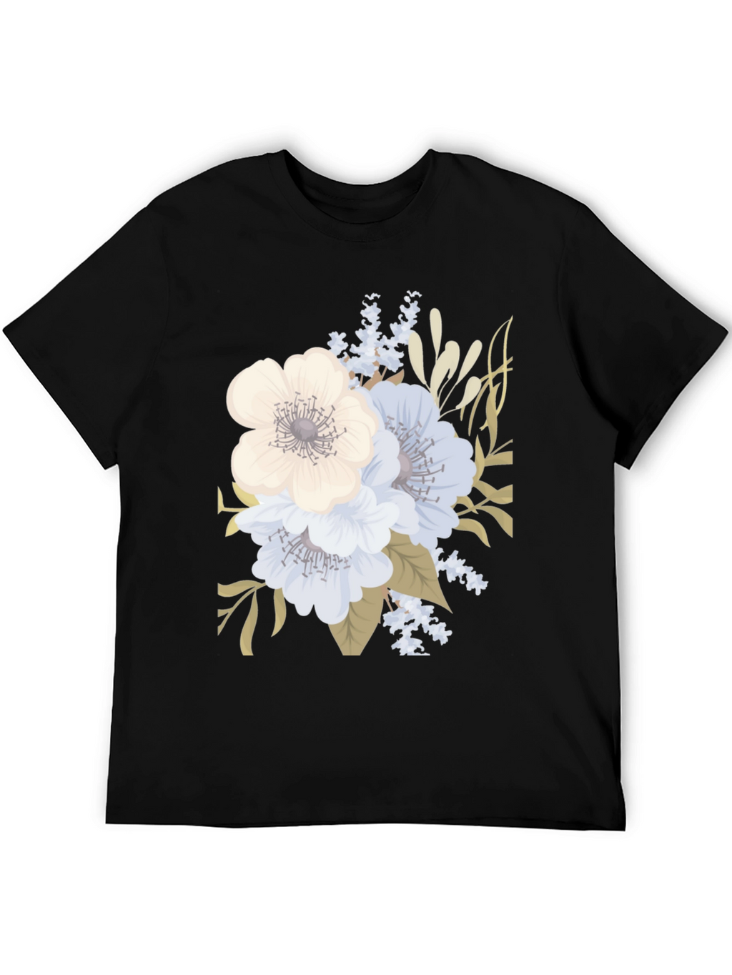Floral Print Black T-Shirt for Men