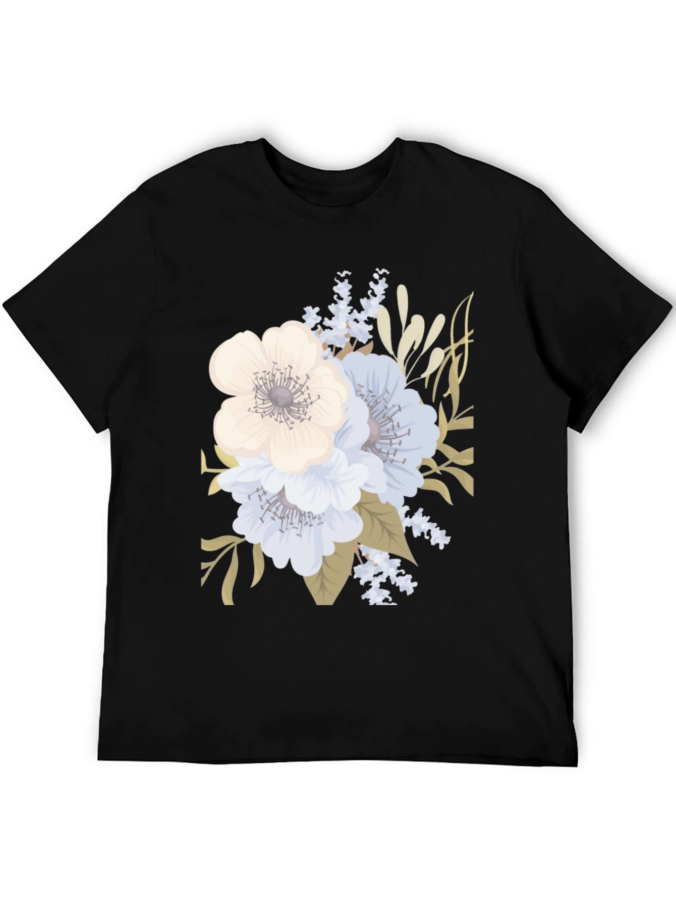 Floral Print Black T-Shirt for Men