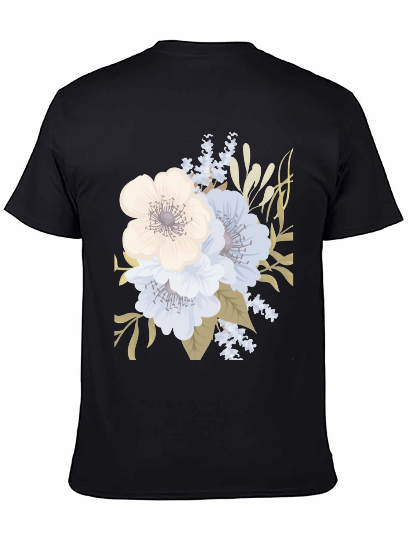Floral Print Black T-Shirt for Men