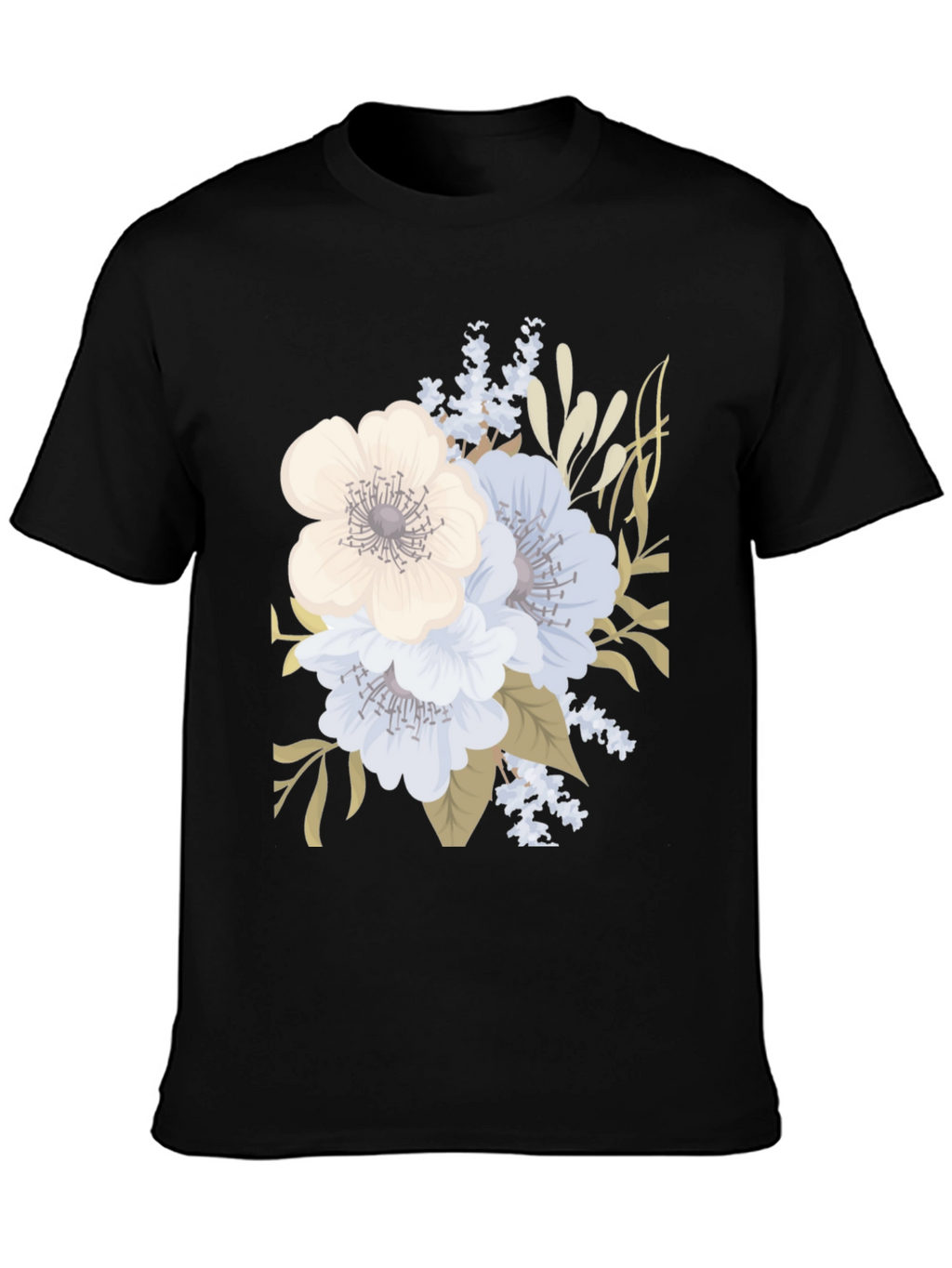 Floral Print Black T-Shirt for Men