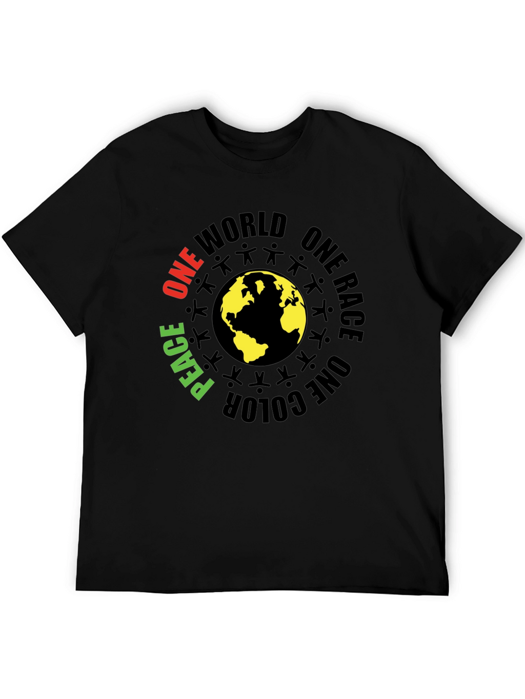 One World Peace Graphic Black T-Shirt