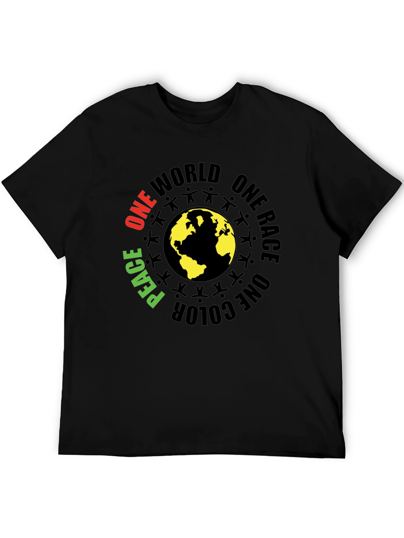 One World Peace Graphic Black T-Shirt