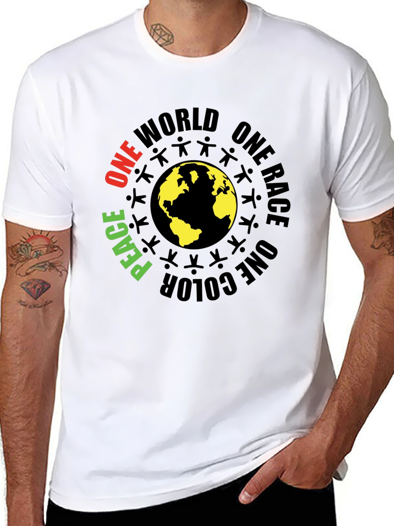 One World Peace Graphic Black T-Shirt