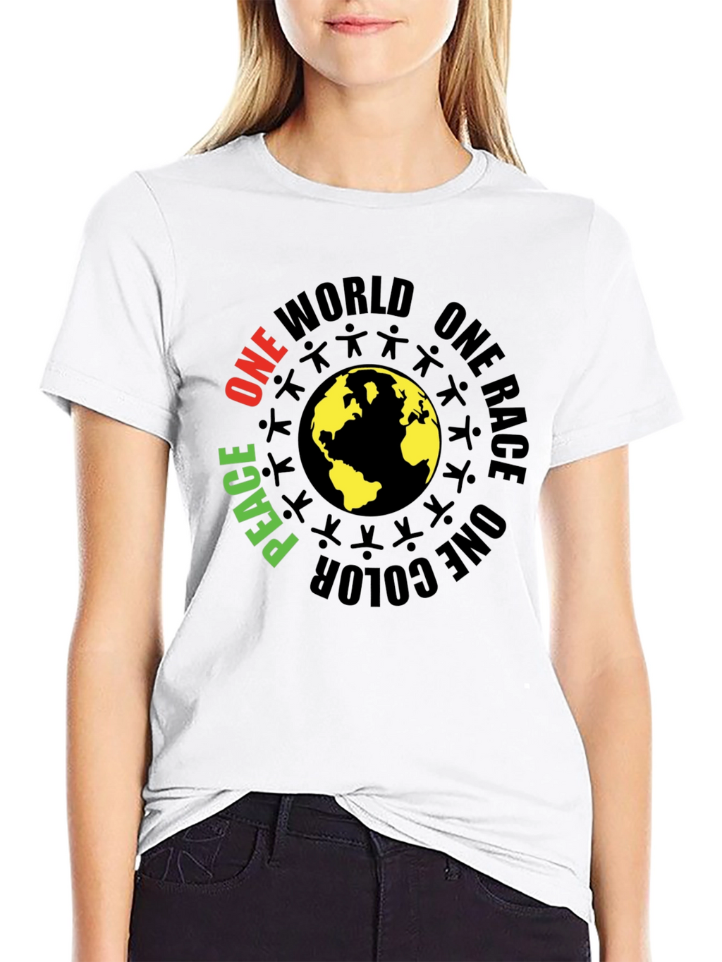One World Peace Graphic Black T-Shirt