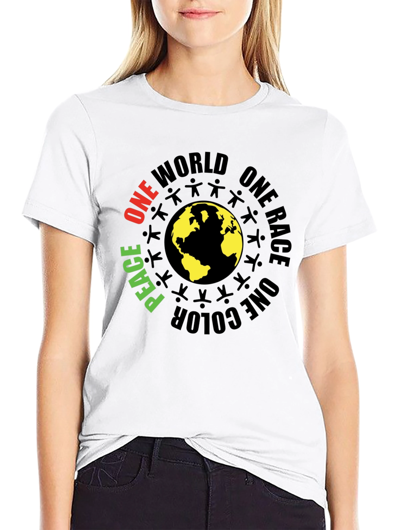 One World Peace Graphic Black T-Shirt