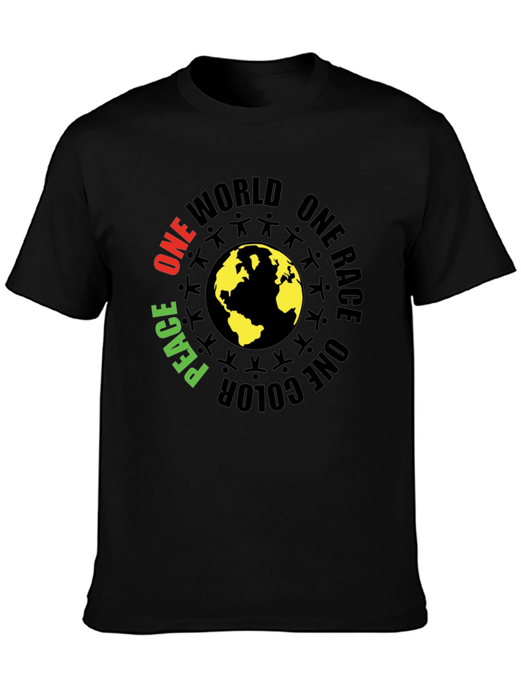 One World Peace Graphic Black T-Shirt
