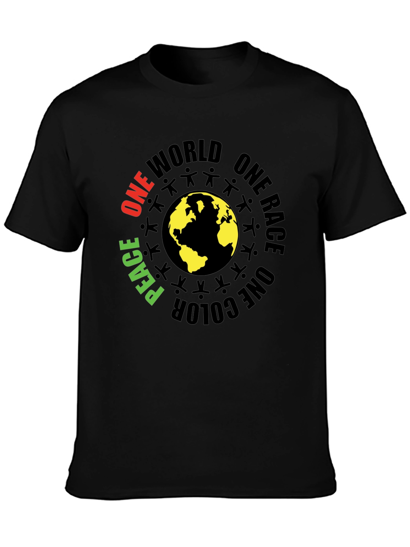 One World Peace Graphic Black T-Shirt